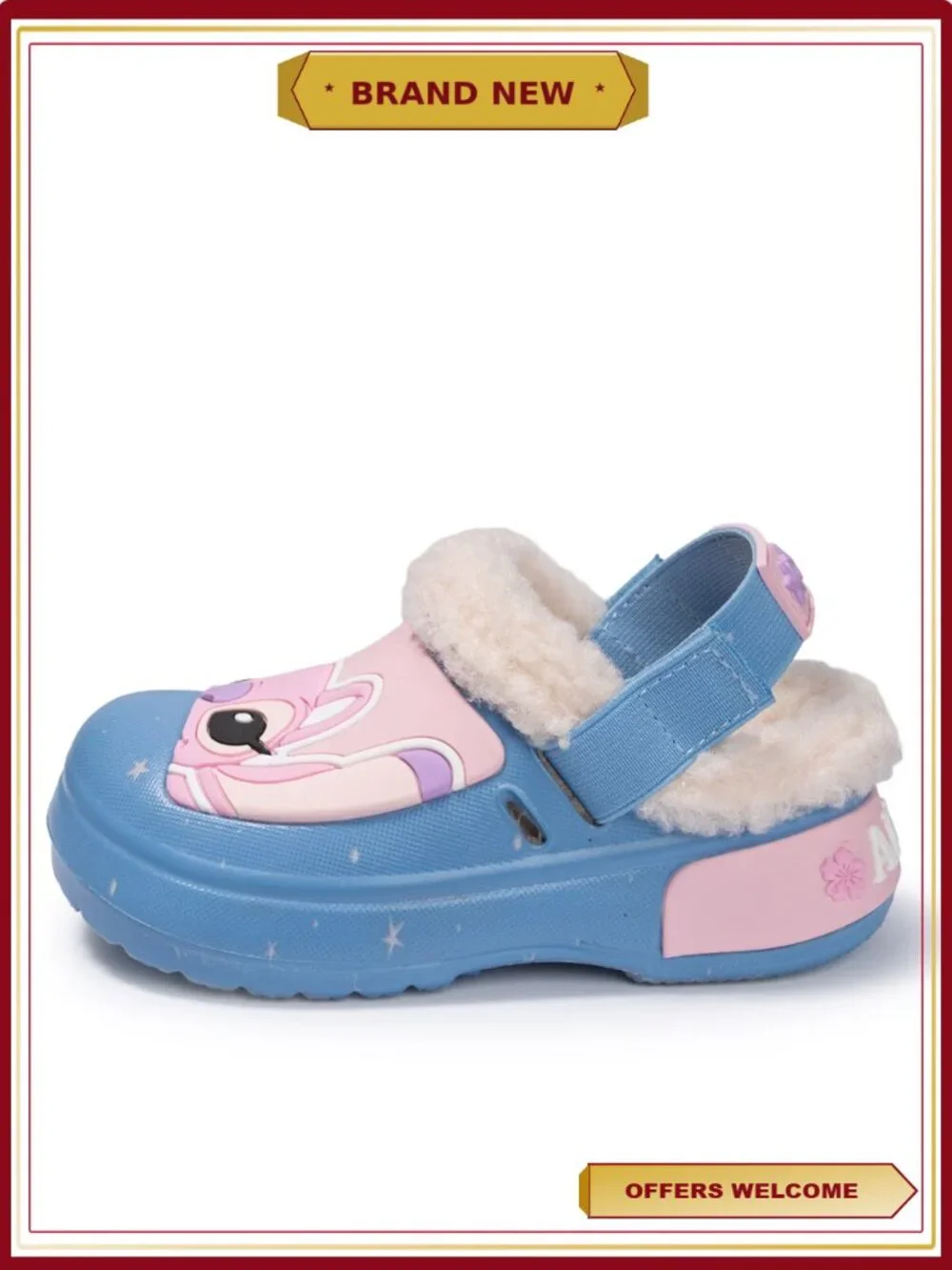 Toddler Stitch Faux Fur Lined Clog with Secure Backstrap, Slip-On, Ventilated,